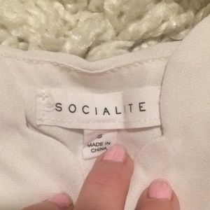 Socialite white scalloped neck tank top.